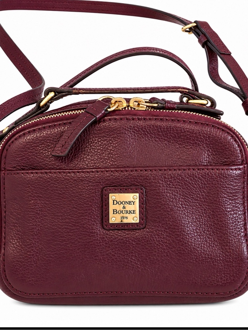 Dooney & Bourke Wine Textured Pebbled Leather Crossbody with Gold Hardware